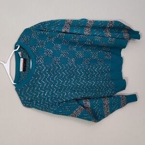 Gabrielle Mens Vintage Sweater 90s Y2K Abstract Medium Blue Black White